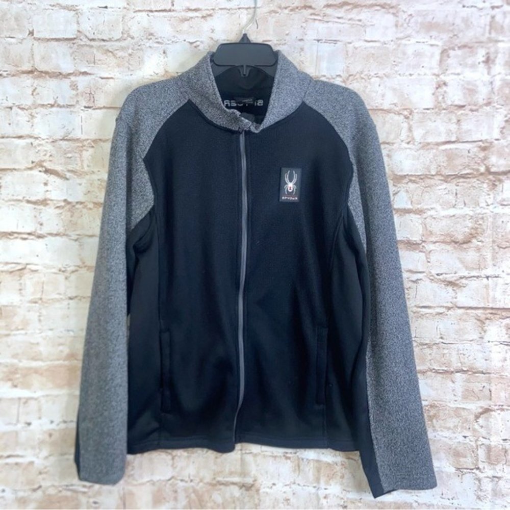 Spyder Mens Bandit Stryke Fleece Lined Jacket Gray And Black Size Medium